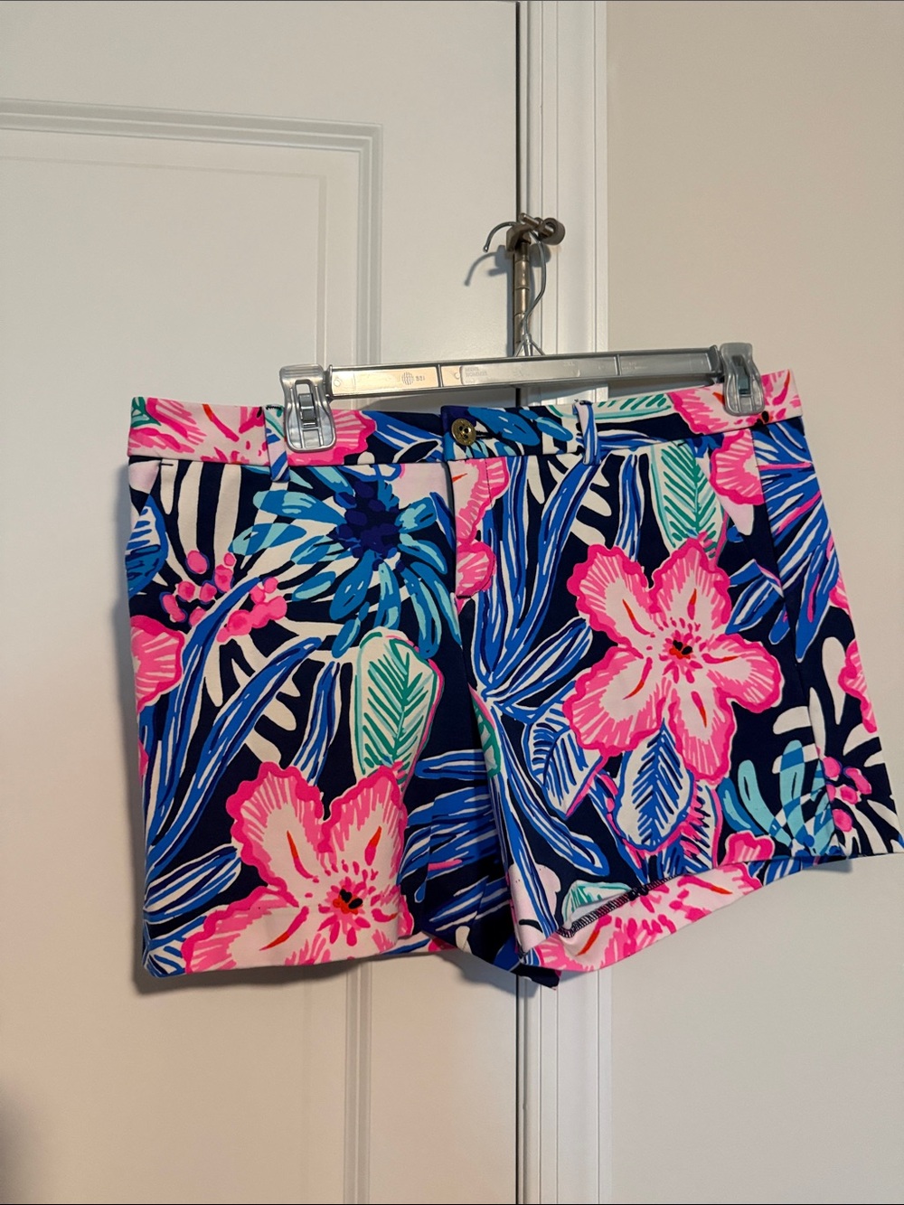 Lilly Pulitzer Navy Shorts with Pink and Blue Floral Print
